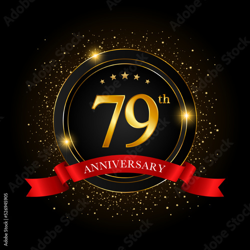 79th Anniversary. Golden anniversary celebration template design, Vector illustrations.