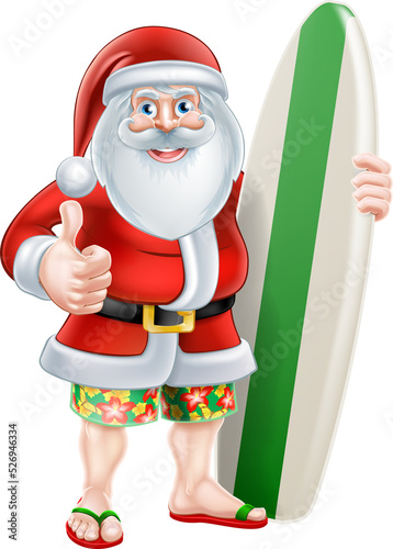 Cartoon Surf Santa