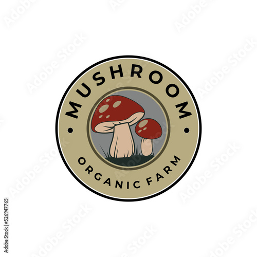 enoki mushroom badge logo symbol illustration design template