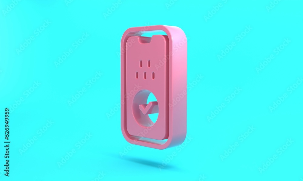 Pink Taxi mobile app icon isolated on turquoise blue background. Mobile application taxi. Minimalism concept. 3D render illustration Pink Taxi mobile app icon isolated on turquoise blue background. Mobile application taxi. Minimalism concept. 3D render illustration