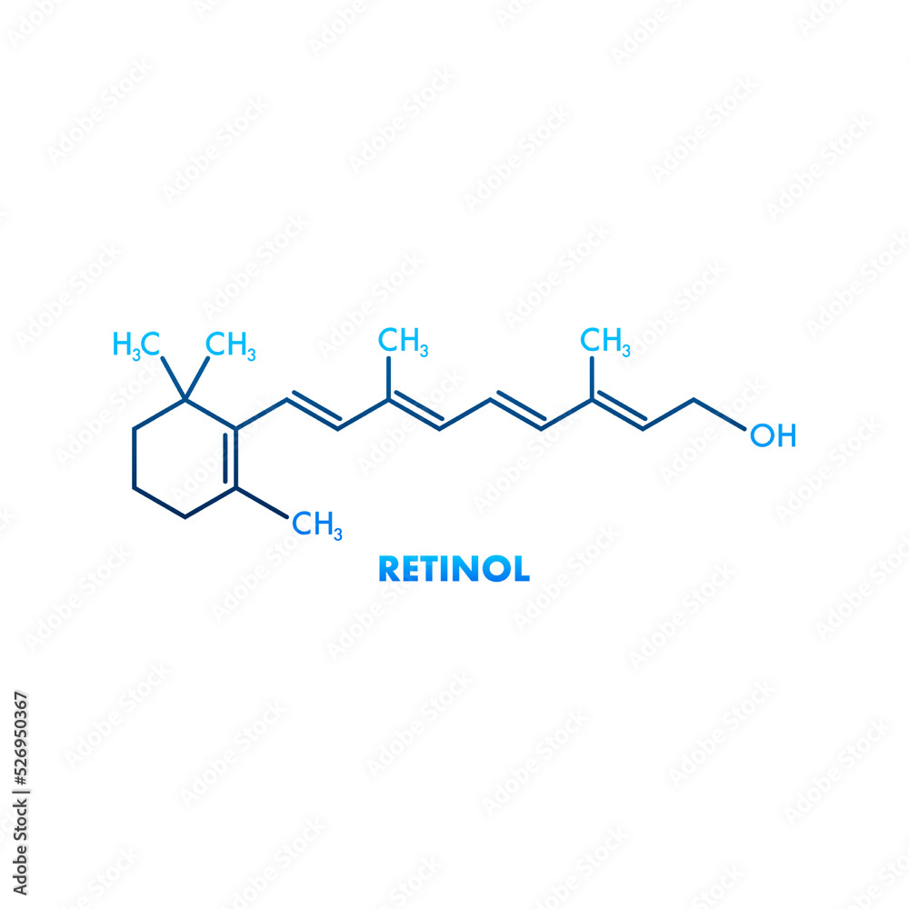 Icon with retinal formula. Retinal true vitamin A , formula C20H30O Icon with retinal formula. Retinal true vitamin A , formula C20H30O