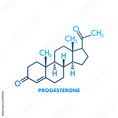 Progesterone female sex hormone molecule. Vector illustration. photo