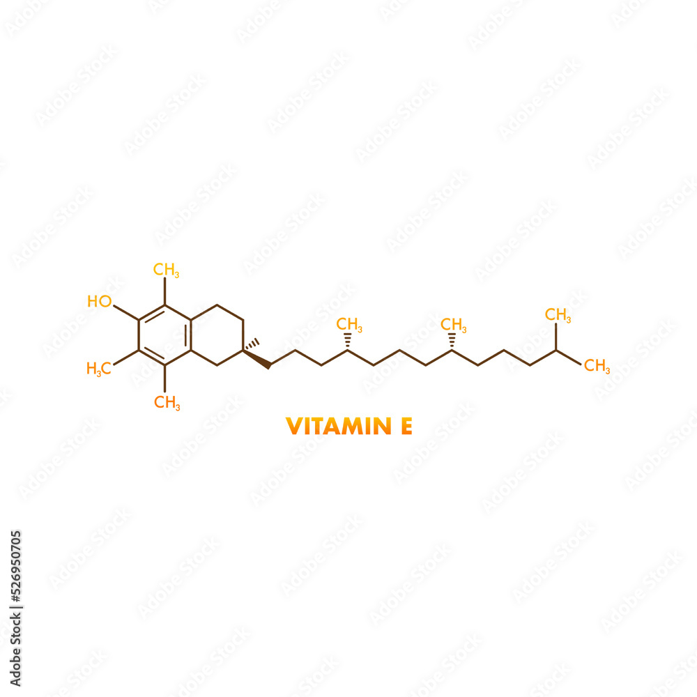 Molecule tocopherol. Vitamin E. Icon for medical design.