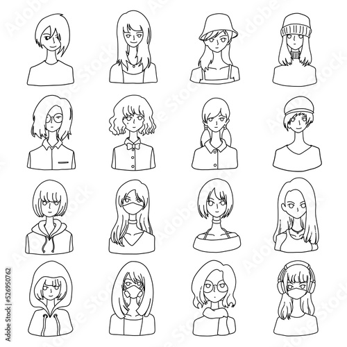 Avatar Portrait Doodle vector icon. Drawing sketch illustration hand drawn line eps10