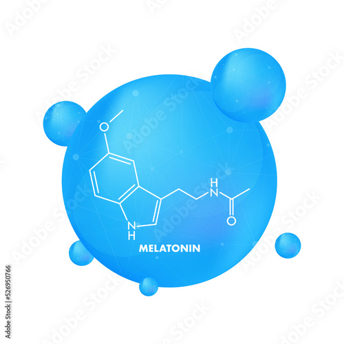 3D melatonin formula on white background. Isolated vector illustration photo