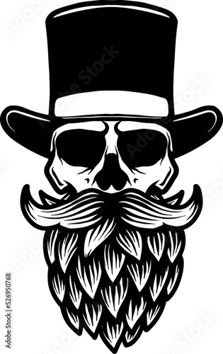 Head with beer hop beard. Vector illustration