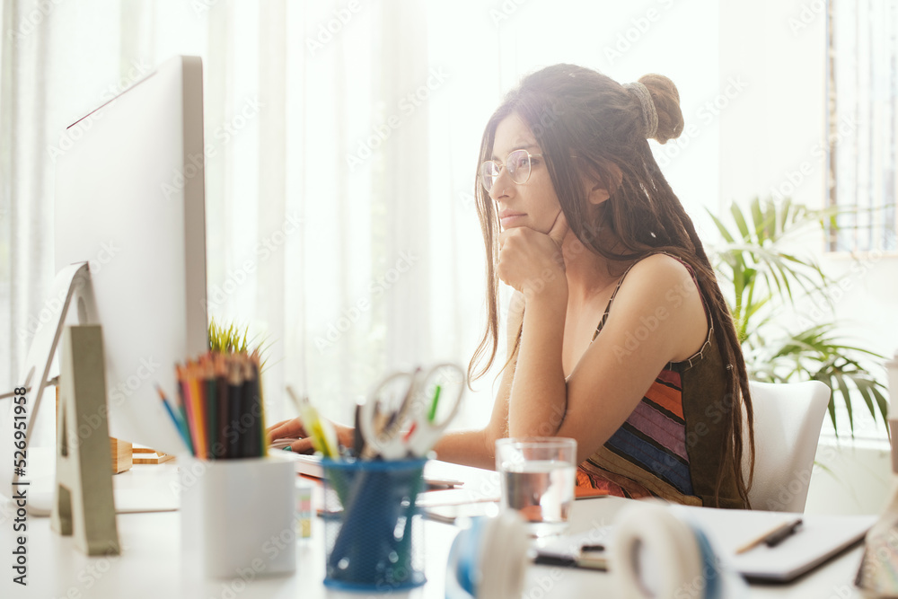 Woman working with her computer