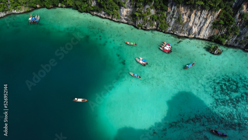 Aerial photography of Phi Phi Island in Thailand. Journey to paradise.
