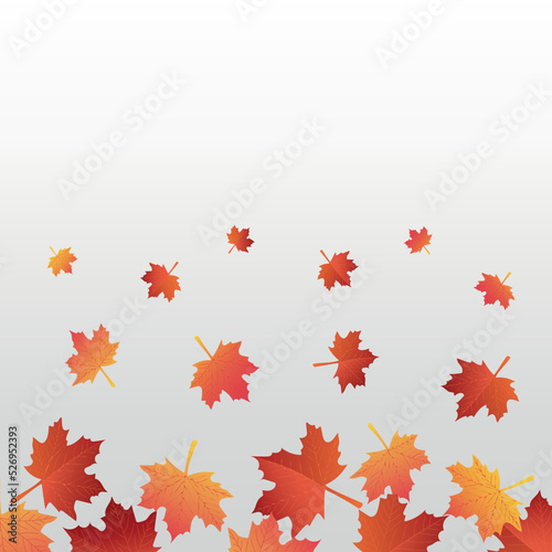 Autumn fall. Red and yellow gradient leaves on white background. Seasonal design template. Vector illustration.