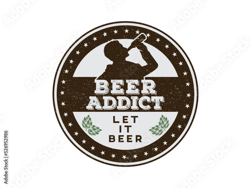 Beer Addict  Round Sticker Badge Coaster Desgin