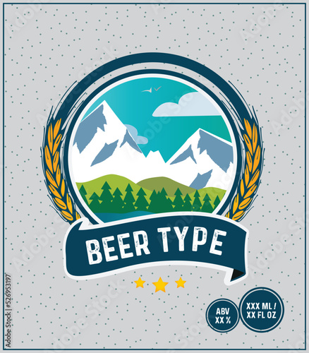Craft Beer Label Mountain Theme