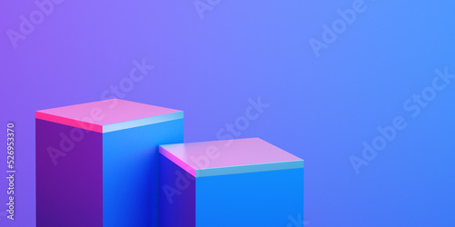 3d product podium mock up for presentation, colorful neon light background