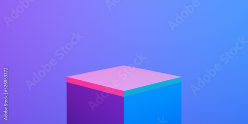 3d product podium mock up for presentation, colorful neon light background