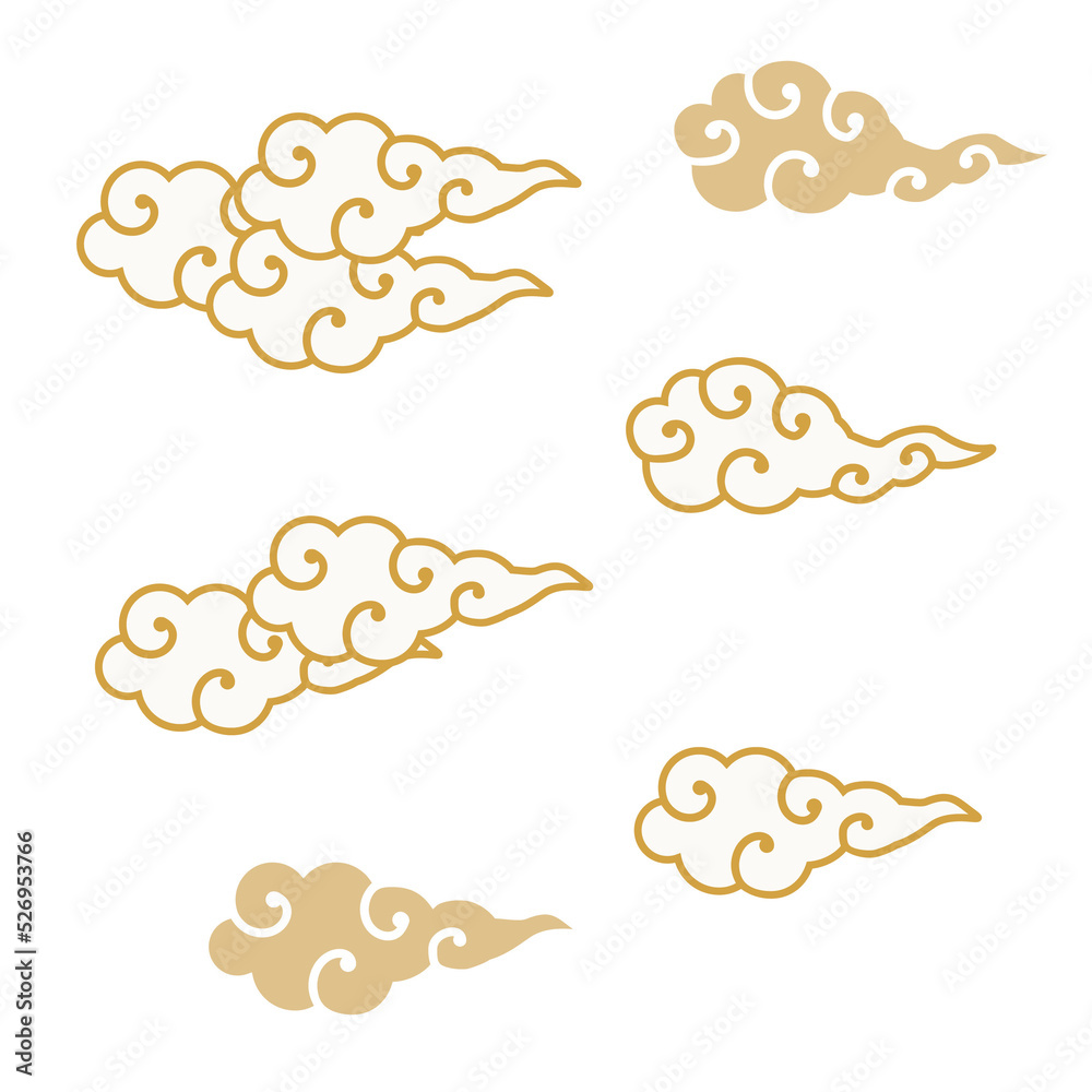 Illustration set of gold clouds Illustration set of gold clouds