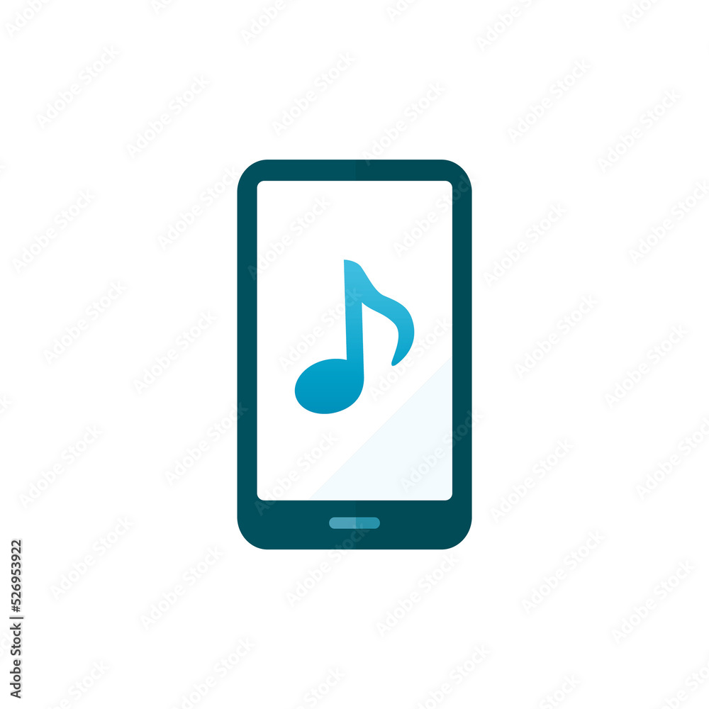 Mobile phone with musical note icon