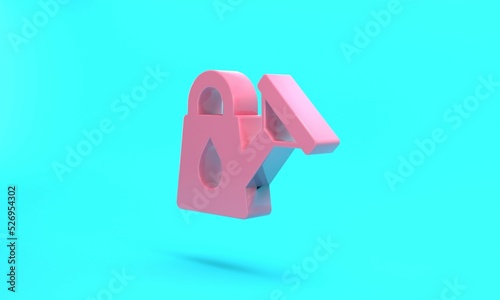 Pink Watering can icon isolated on turquoise blue background. Irrigation symbol. Minimalism concept. 3D render illustration