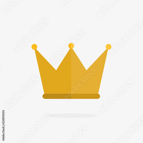gold crown flat vector icon with simple design isolated on white background