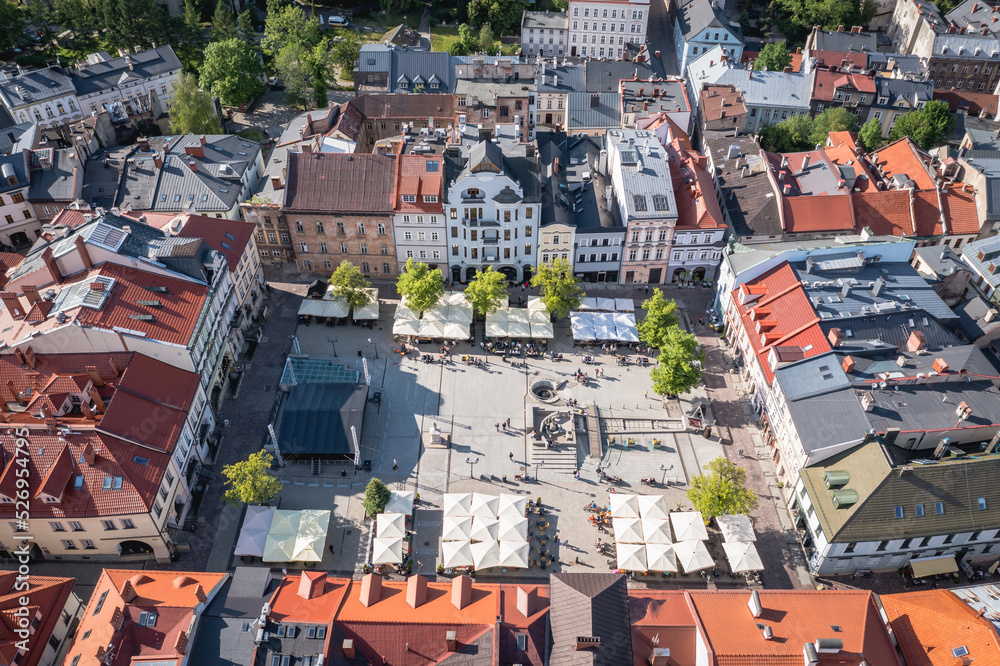 Drone photo of Main Square of Old Town of Bielsko-Biala, Poland