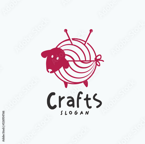 Sheep Knitting Logo design for handmade Sewing