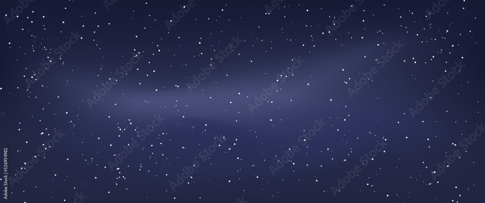 Starry sky vector landscape illustration, milky way illustration, stars constellation, perfect for background, desktop background, wallpaper, screensaver, backdrop.