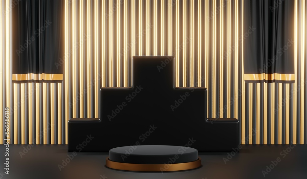 3D rendering of blank product background for cream cosmetics Modern black podium background 3D rendering of blank product background for cream cosmetics Modern black podium background