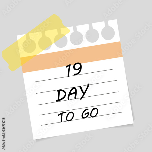Vector illustration. Deadline, calendar, notebook, time management. 19 days left