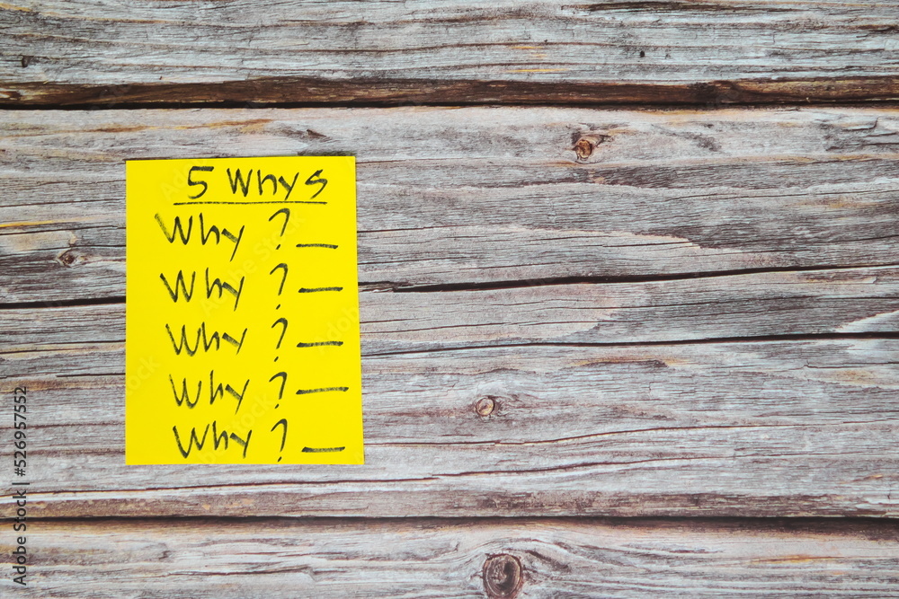 5 whys problem solving method root cause analysis business tool concept 