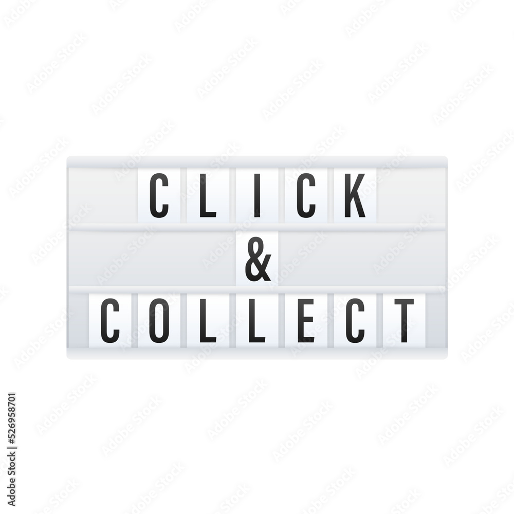 Lightbox click and collect banner. Flat style. Website vector icon. Vector stock illustration Lightbox click and collect banner. Flat style. Website vector icon. Vector stock illustration