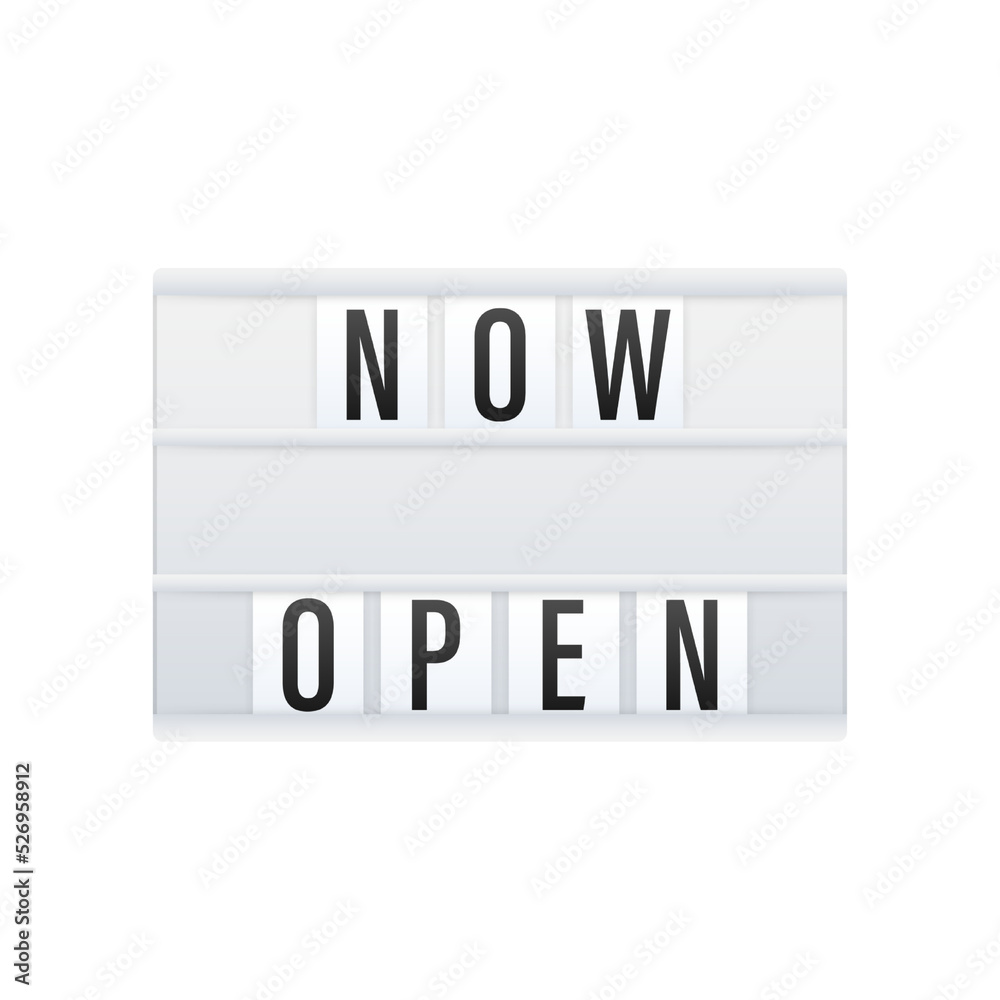 Lightbox with now open. Lightbox banner. Web design. Vector stock illustration Lightbox with now open. Lightbox banner. Web design. Vector stock illustration