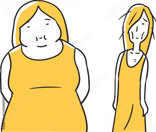 太った女性と細い女性