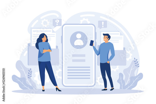 Enter login and password. Registration page on screen. Sign in to your account creative metaphor. Login page. Mobile app with user page. flat vector illustration