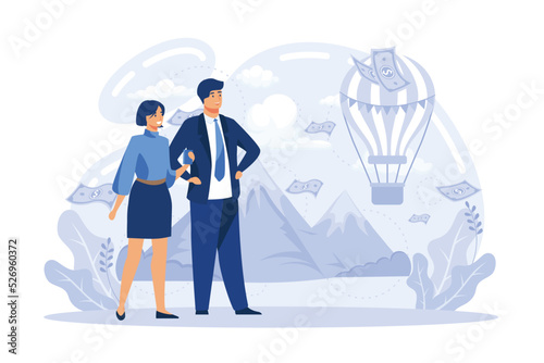 Business people meeting quality control standards and getting international certificate. Vector set for certification, quality management, industry, legal guarantee, legislative protection of rights f