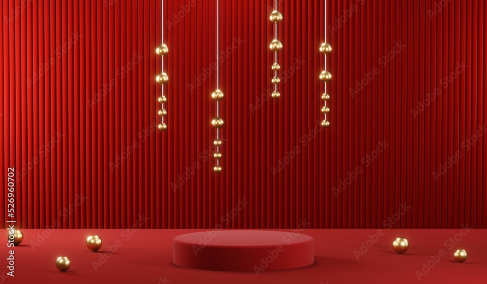 3D rendering of blank product background for cream cosmetics Modern red podium background 3D rendering of blank product background for cream cosmetics Modern red podium background