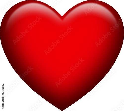 Red heart in PNG transparent background file