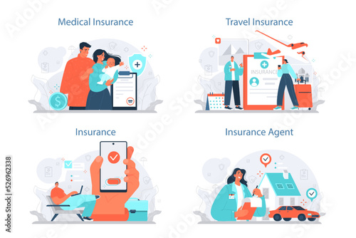 Insurance agent concept set. Idea of security and protection of property © inspiring.team