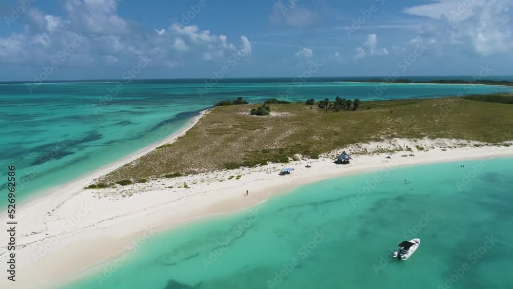 AERIAL LANDSCAPE TROPICAL ISLAND, cayo de agua los Roques, TURN AROUND 180 degrees AERIAL LANDSCAPE TROPICAL ISLAND, cayo de agua los Roques, TURN AROUND 180 degrees