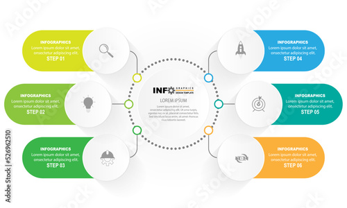 vector infographi circles design template with 6 options or steps.