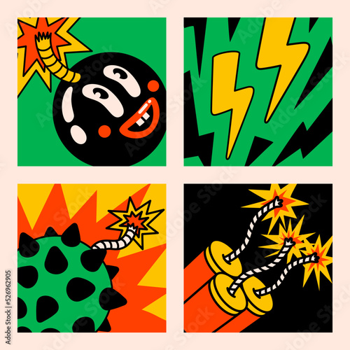 Cartoon vector funny cute Comic characters. Crazy cartoons Abstract vector co...