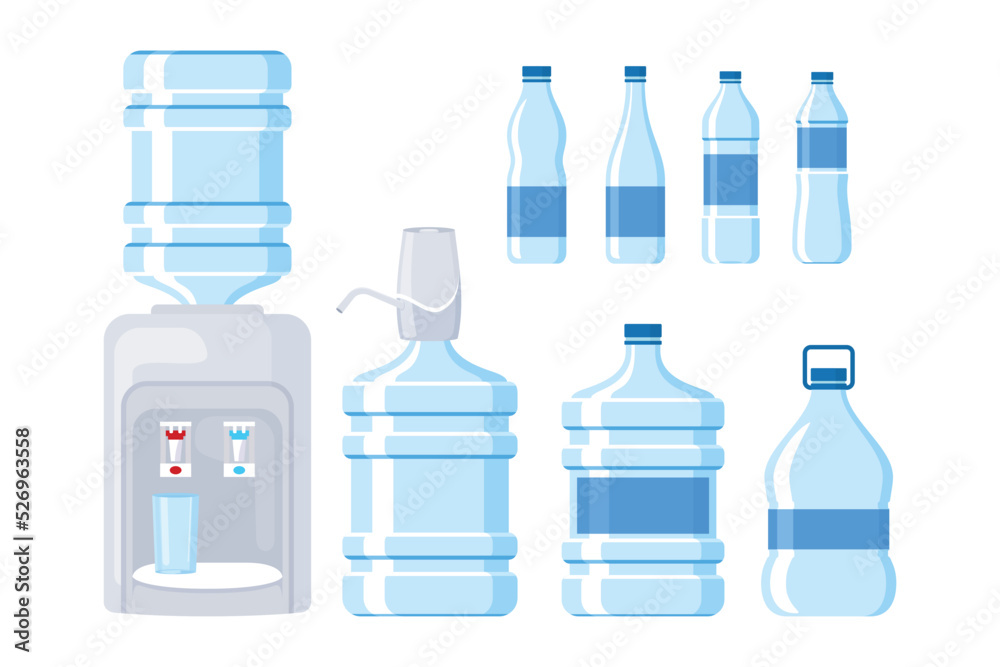 water bottle illustration set in flat design style