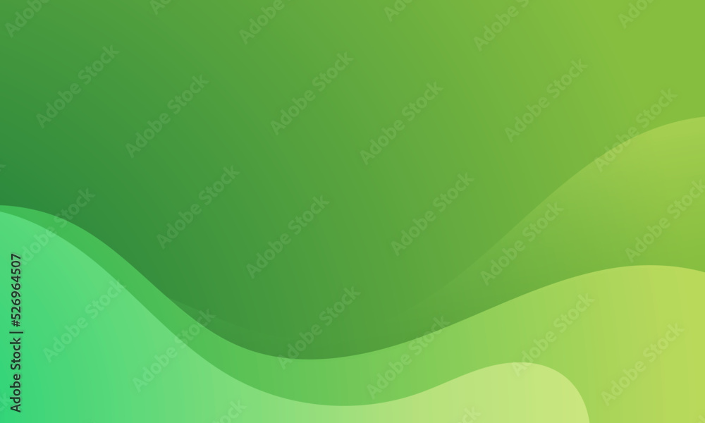 Abstract green fluid gradient background. Dynamic shape composition, vector.