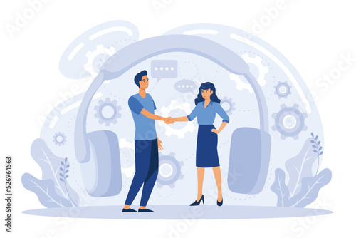 Customer support call center. Personal assistant service, person advisor hotline and helpful advice service. Support creative metaphors. Social media network services, online supporter agents