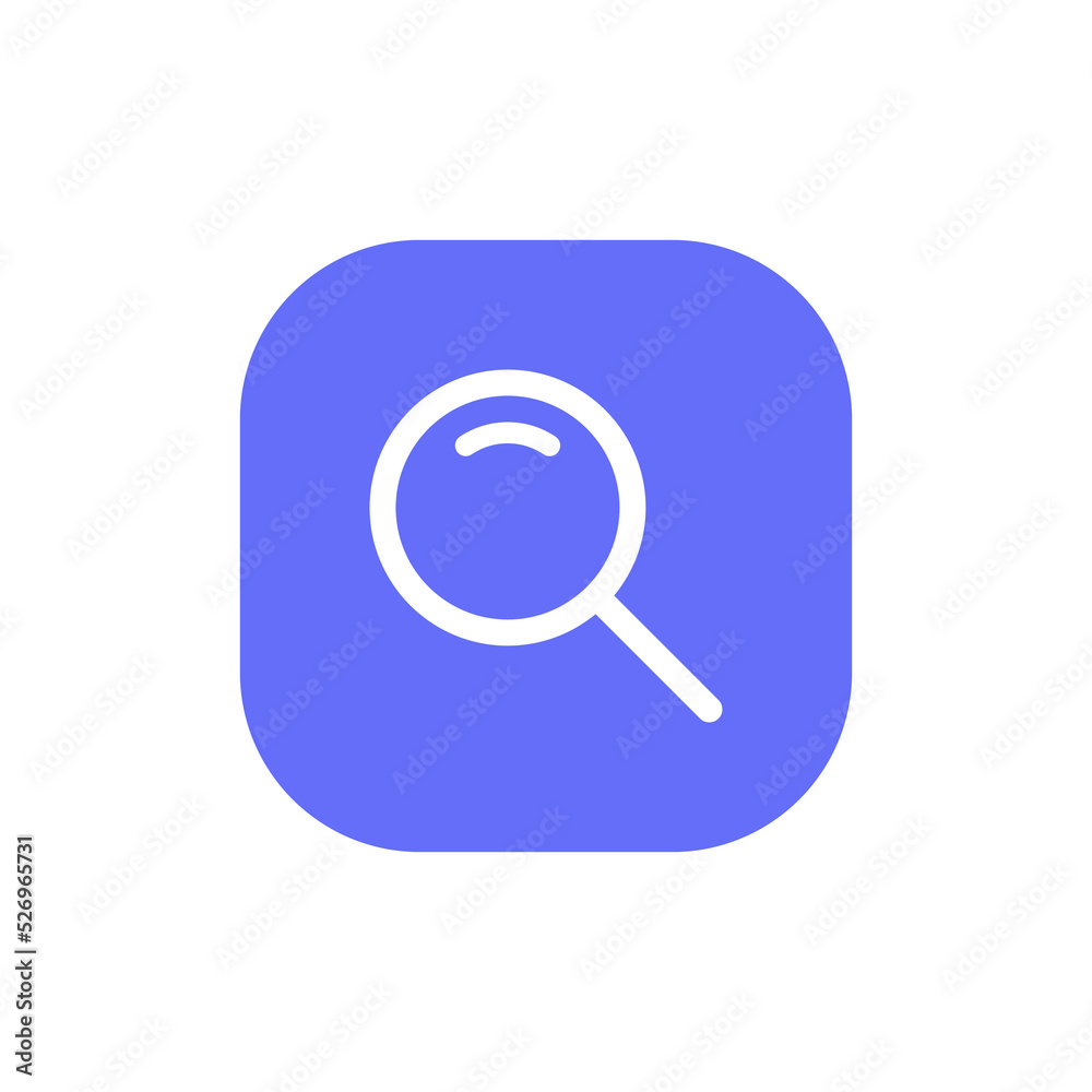 Search icon vector isolated on square background. Magnifying glass, loupe sign symbol Search icon vector isolated on square background. Magnifying glass, loupe sign symbol