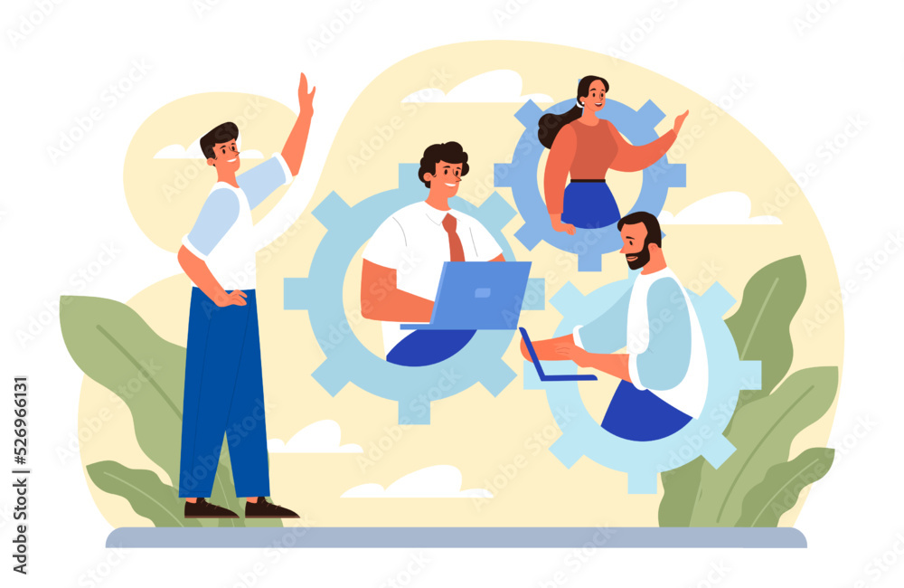 Networking concept. Employees collaboration, establishment of partnership