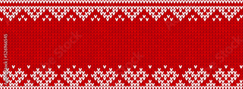 Ugly sweater Christmas party border. Knitted background pattern scandinavian ornaments.