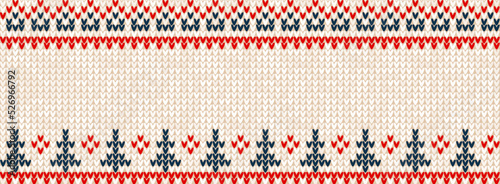 Ugly sweater Christmas party border. Knitted background pattern scandinavian ornaments.