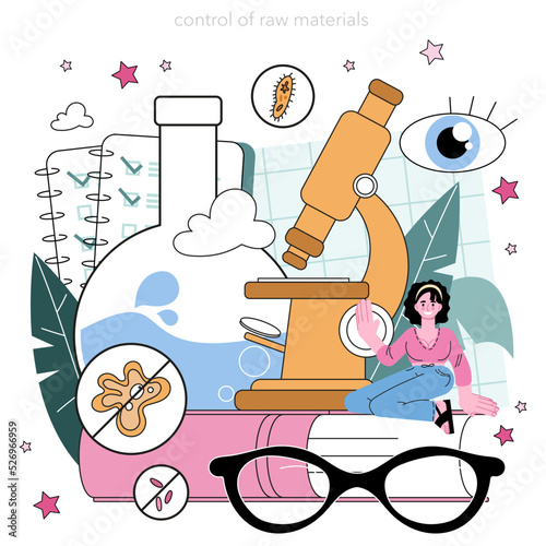 Biotechnologist concept. Technical biochemist controling raw materials