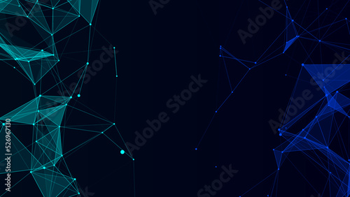 Business futuristic backdrop. Vector network connection structure cyberspace with moving particles. Abstract cyber security background.