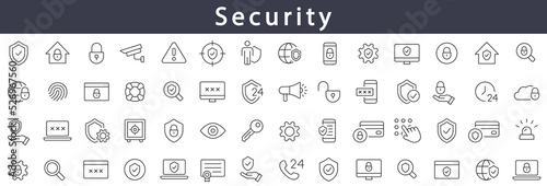 Security thin line icons set. Protection symbols collection. Security symbols vector