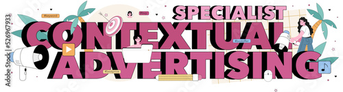 Contextual advertising specialist typographic header. Idea of search