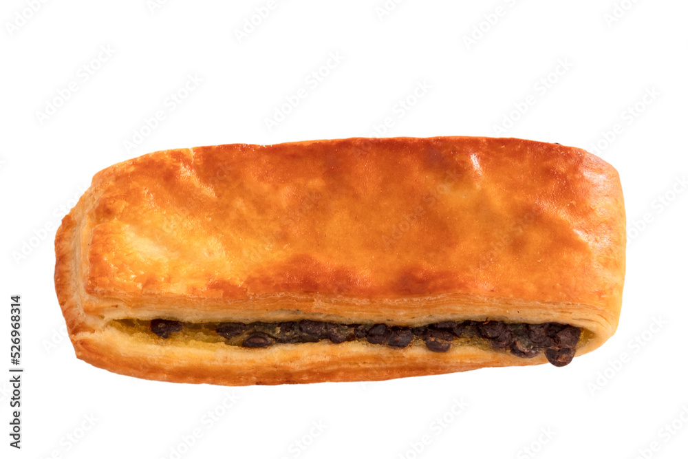 pain suisse aux pépites de chocolat isolé sur un fond blanc pain suisse aux pépites de chocolat isolé sur un fond blanc